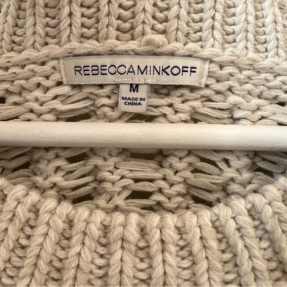 Rebecca Minkoff Blake Pearl Embellished Cable Knit Sweater in Cream Size Medium - Picture 10 of 12